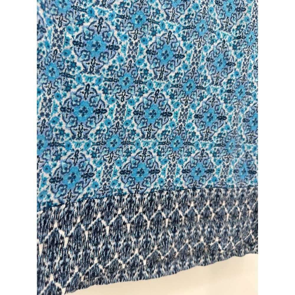J. Jill Love Linen Blue Medallion Tile Print Short Sleeve Top XS 100% Linen - Picture 7 of 8